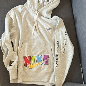 Nike Gray Hoodie with Colorful Logo (customized one of a kind)
